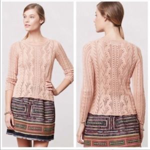 Anthro | Sparrow Pink Cable Knit Sweater Size M